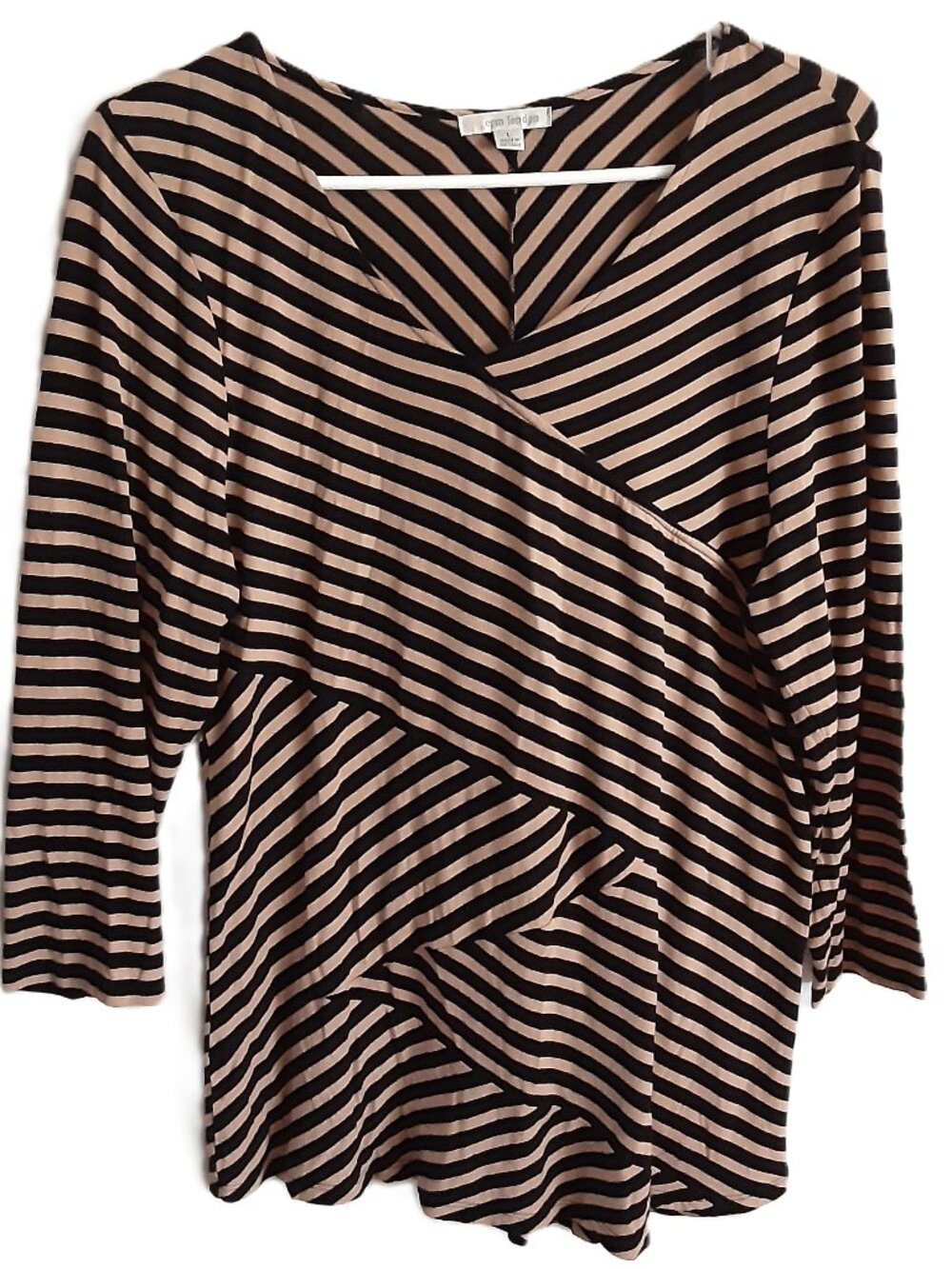 Item title VTG 80's Erin London Blouse Size LARGE Striped V-Neck 3/4 Sleeve Visc